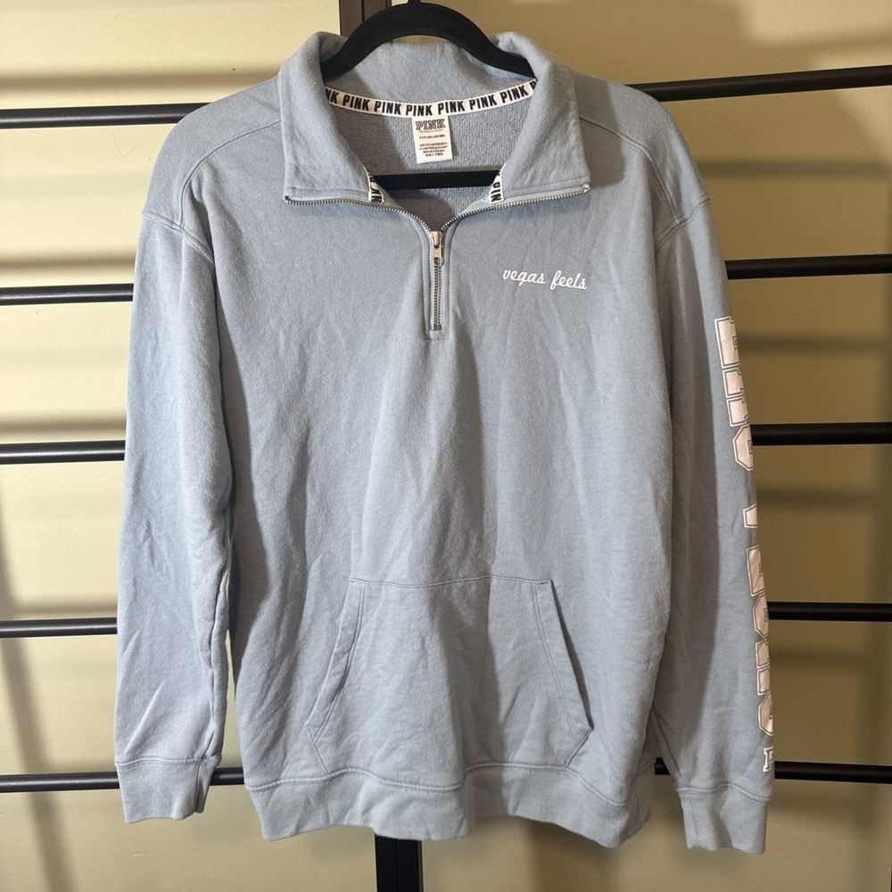 PINK by Victoria's Secret Las Vegas Sweatshirt "Vegas Feels" Light Blue Size S